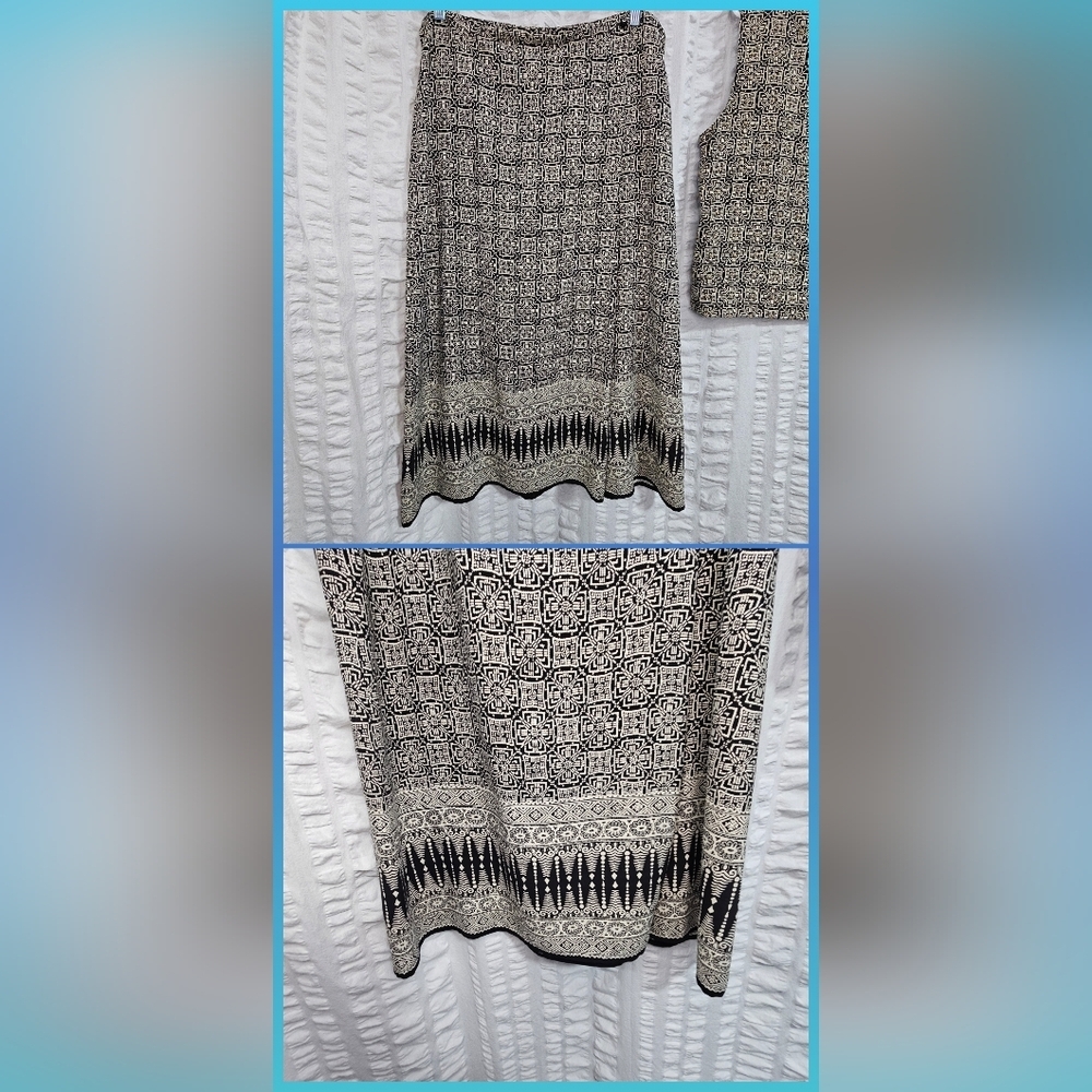 Liz Claiborne 100% Silk Matching Set Beaded Tank and Top Maxi Faux Wrap Skirt - Picture 7 of 16